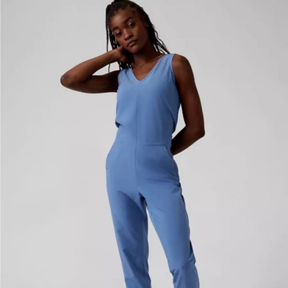 Athlete Pants - Athleta Brooklyn Jumpsuit Light blue athletic jumpsuit 14-NWT